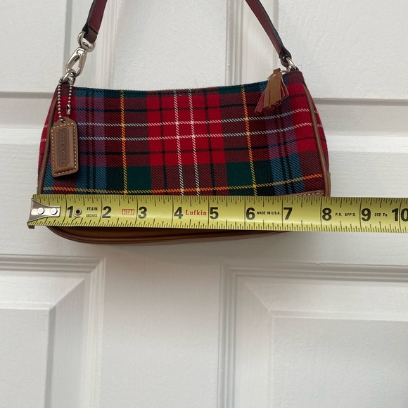 Coach Tartan Plaid Mini Shoulder Bag with Brown Leather Trim - Picture 4 of 9